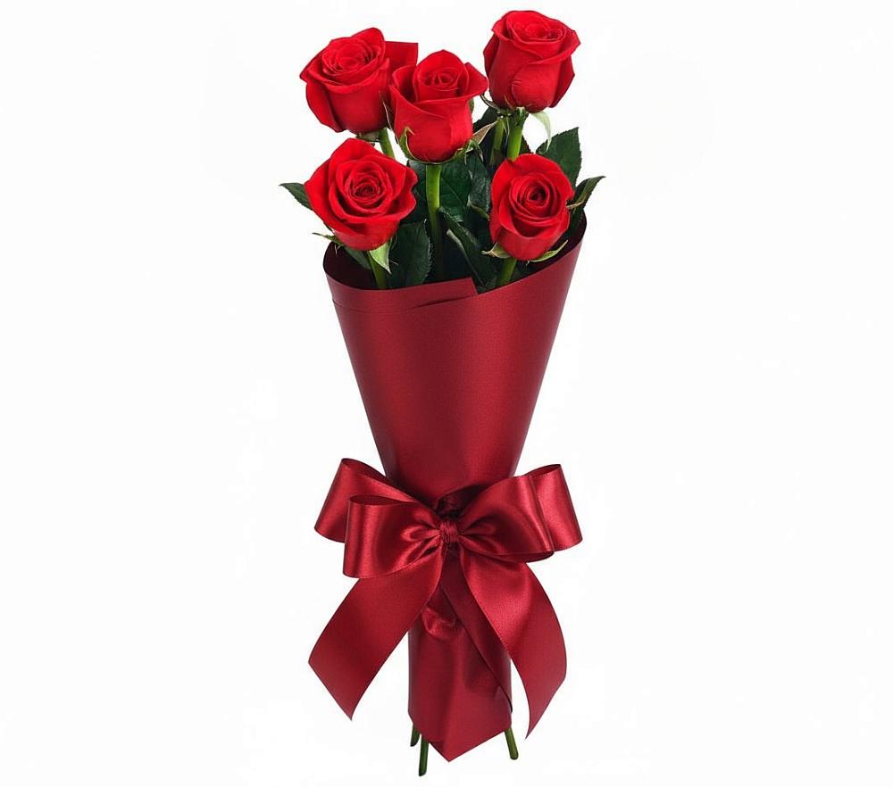 Букет 5 Красных роз Эдлесс Лав в Мяундже