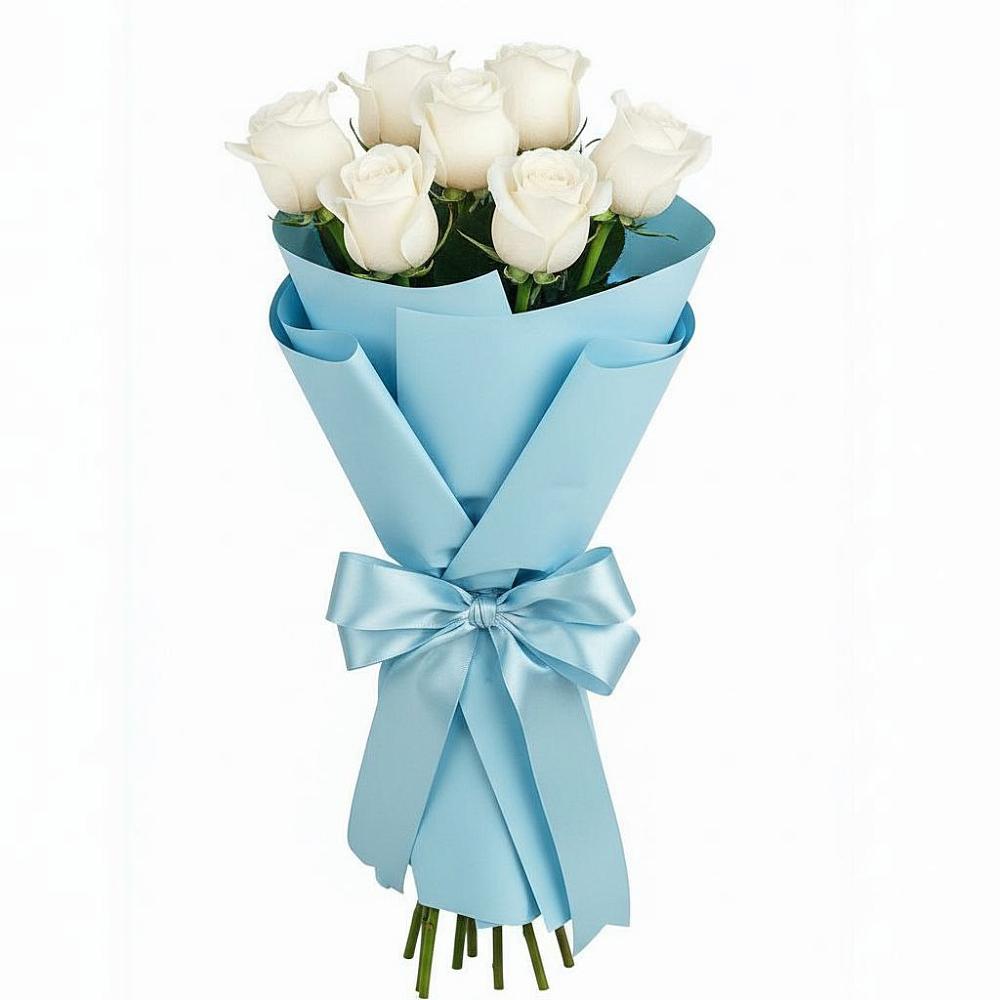 Букет 7 белых роз Проуд в Мяундже