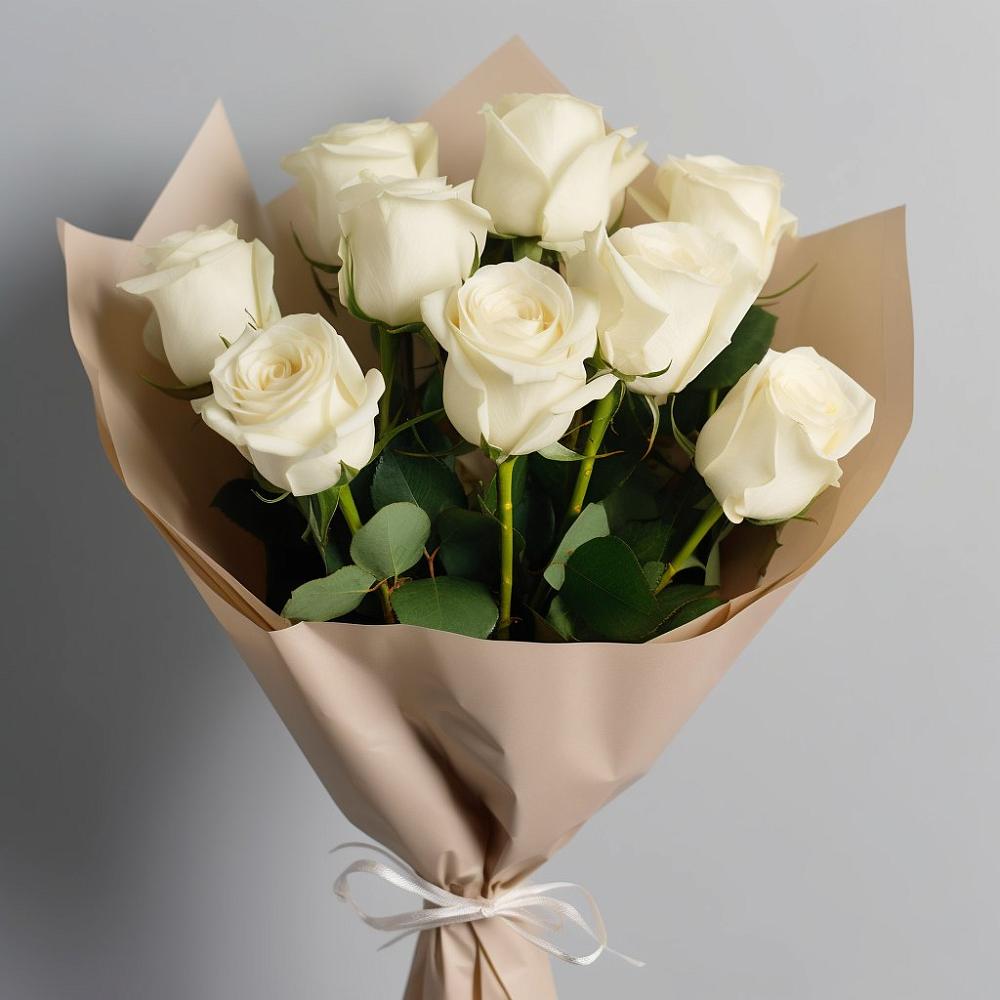 Букет 9 Белых роз Эдлесс Лав в Мяундже