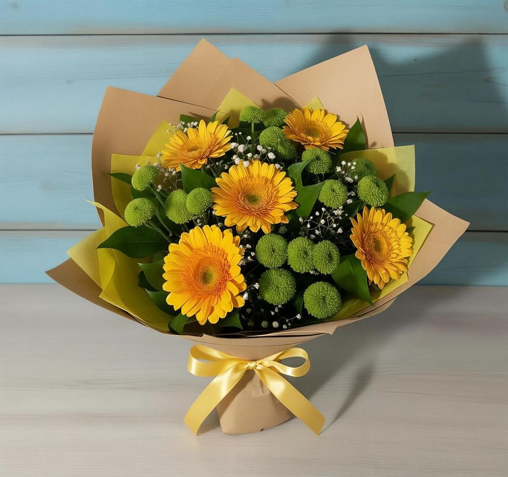 Букет цветов из: Герберы и Хризантемы в Мяундже