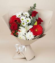 Букет цветов из:  Розы, Хризантемы, Герберы и Лилии в Мяундже