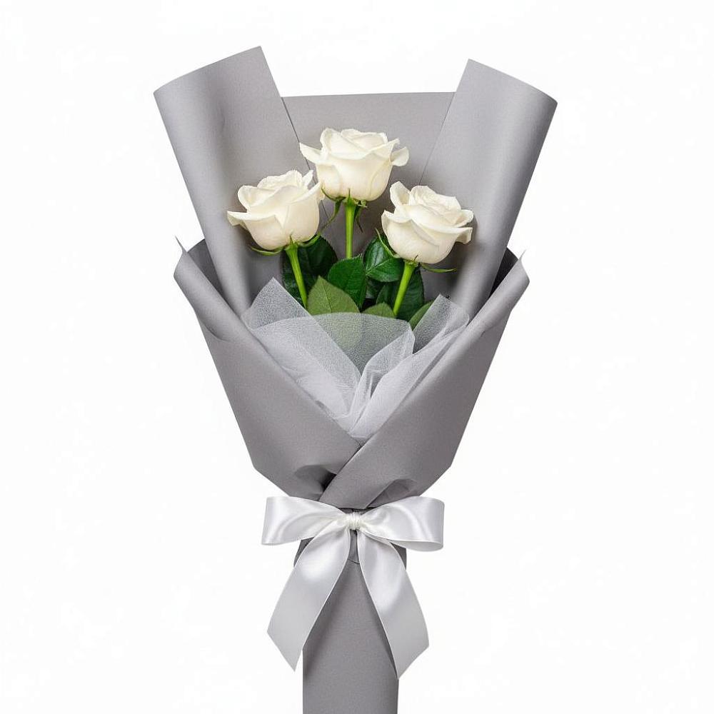 Букет 3 белые розы в Мяундже
