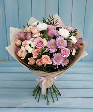 Букет цветов из:  Хризантемы, Розы и Альстромерии в Мяундже