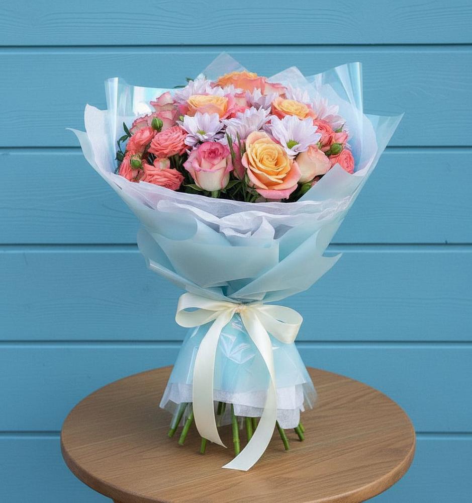 Букет цветов из: Хризантемы и Розы в Мяундже