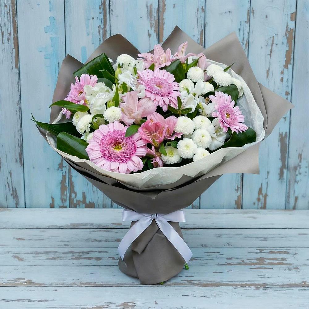 Букет цветов из: Герберы, Альстромерии и Хризантемы в Мяундже