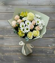Букет цветов из:  Альстромерии, Розы и Хризантемы #REPLACE_PRED# Мяундже